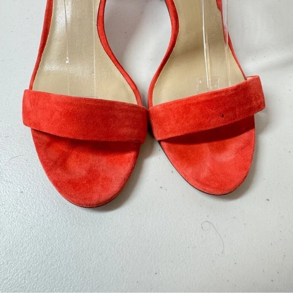 Enzo Angiolini Women’s Red Ankle Strap Open Toe Heels Size 7 1/2B Formal Party
